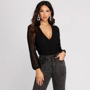 Black mesh bodysuit